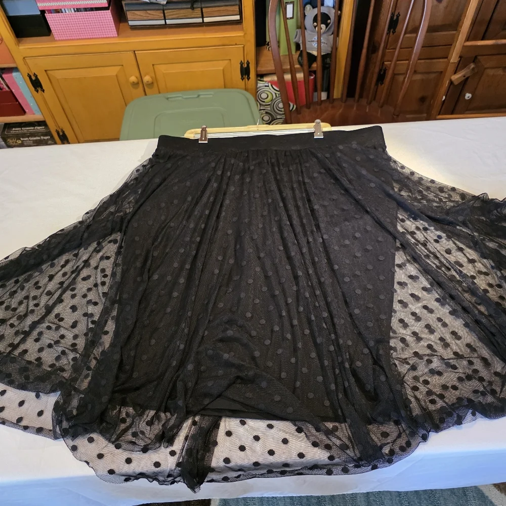 Torrid Black Polka Dot Tulle Midi Skirt for Night Out 3X EUC - Picture 8 of 13